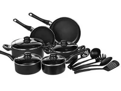 1. Amazon Basic Nonstick Cookware set