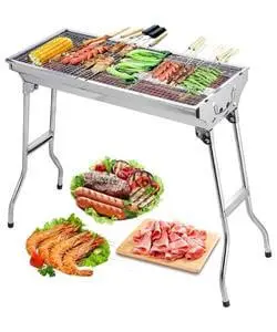 Barbecue Charcoal Grill Stainless Steel Folding Portable