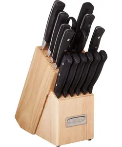 15 Piece Kitchen Knife Set with Block by Cuisinart Triple Revit Collection
