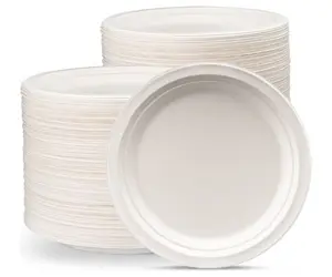 100% Compostable 9 Inch Heavy-Duty Paper Plates